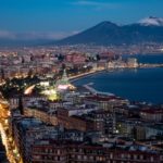 Nocturnal view of Naples with Vesuvvius mount