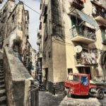 Vantage point shot of the streets of Naples in Italy