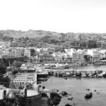 beautiful Sicilian bay, vintage, black and white