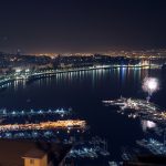 Night landscape with firework in Naples