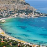 Panoramic view of Mondello beach in Palermo, Sicily