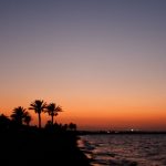 Sunset over the beach in Monastir, Tunisia